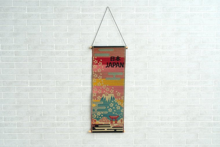Japanese Igusa Tatami Wall Hanging Sakura Fuji Japanese Culture Tapestry