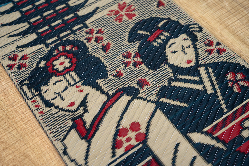 Japanese Igusa Tatami Wall Hanging "Maiko" Japanese culture Geisha Tapestry