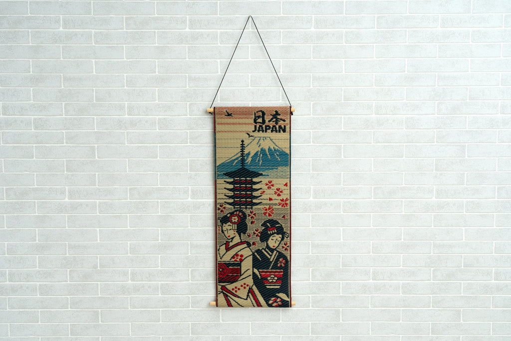 Japanese Igusa Tatami Wall Hanging "Maiko" Japanese culture Geisha Tapestry