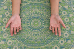 Japanese Natural Igusa Tatami Yoga Mat “Mandala” Nonslip TPE Backing 66 × 185 cm