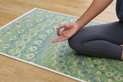 Japanese Natural Igusa Tatami Yoga Mat “Mandala” Nonslip TPE Backing 66 × 185 cm