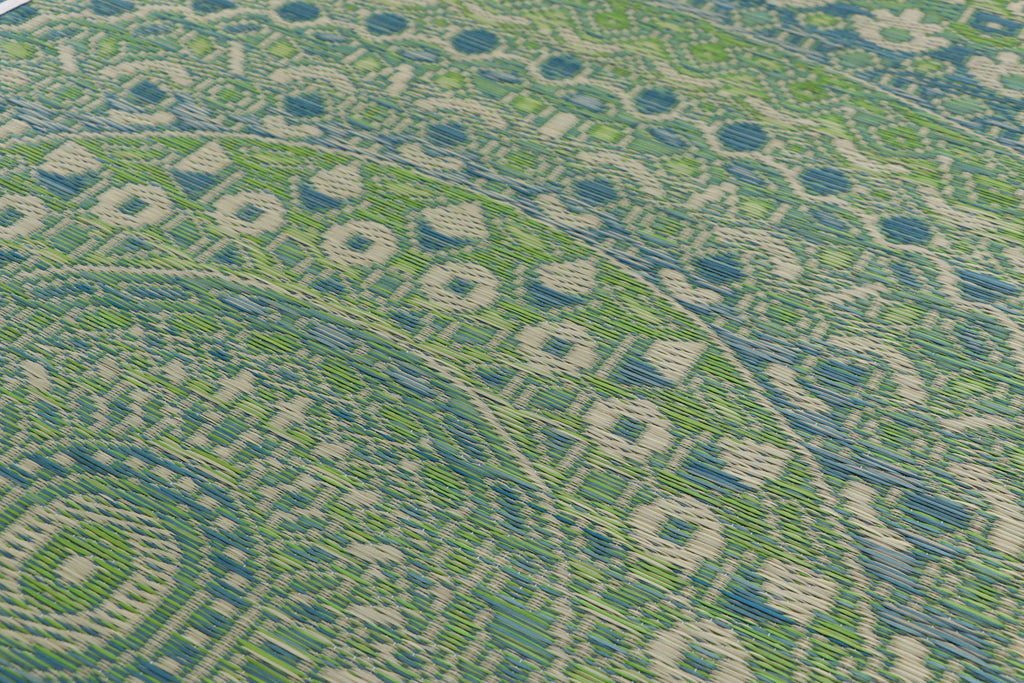 Japanese Natural Igusa Tatami Yoga Mat “Mandala” Nonslip TPE Backing 66 × 185 cm