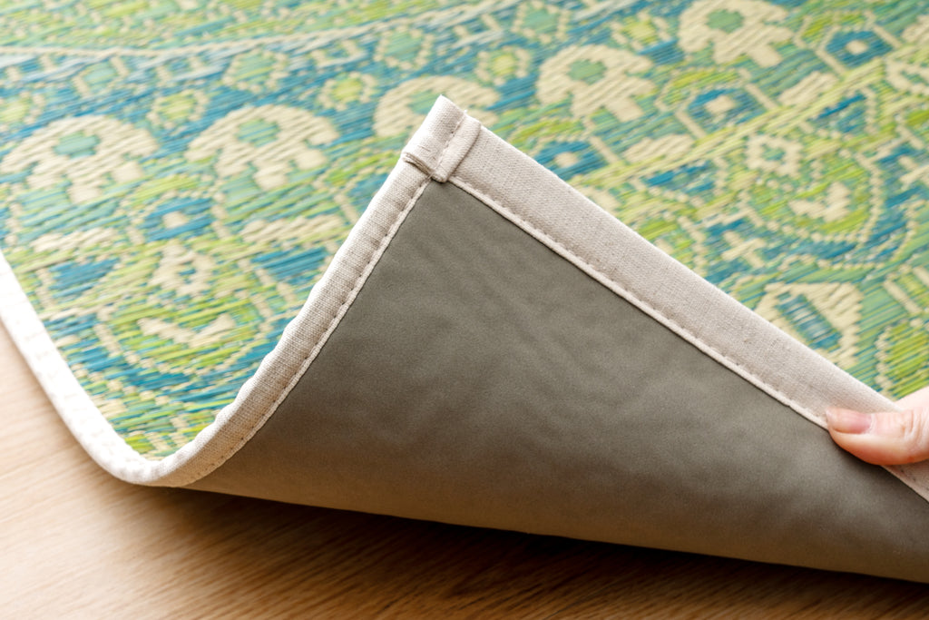 Japanese Natural Igusa Tatami Yoga Mat “Mandala” Nonslip TPE Backing 66 × 185 cm