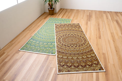 Japanese Natural Igusa Tatami Yoga Mat “Mandala” Nonslip TPE Backing 66 × 185 cm