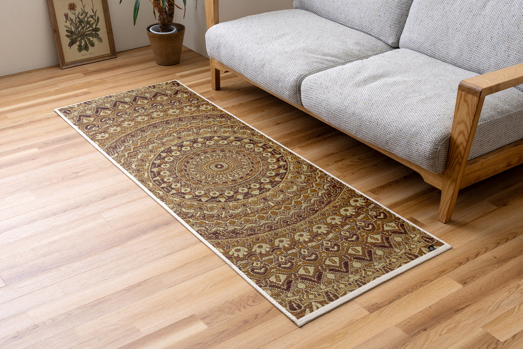 Japanese Natural Igusa Tatami Yoga Mat “Mandala” Nonslip TPE Backing 66 × 185 cm