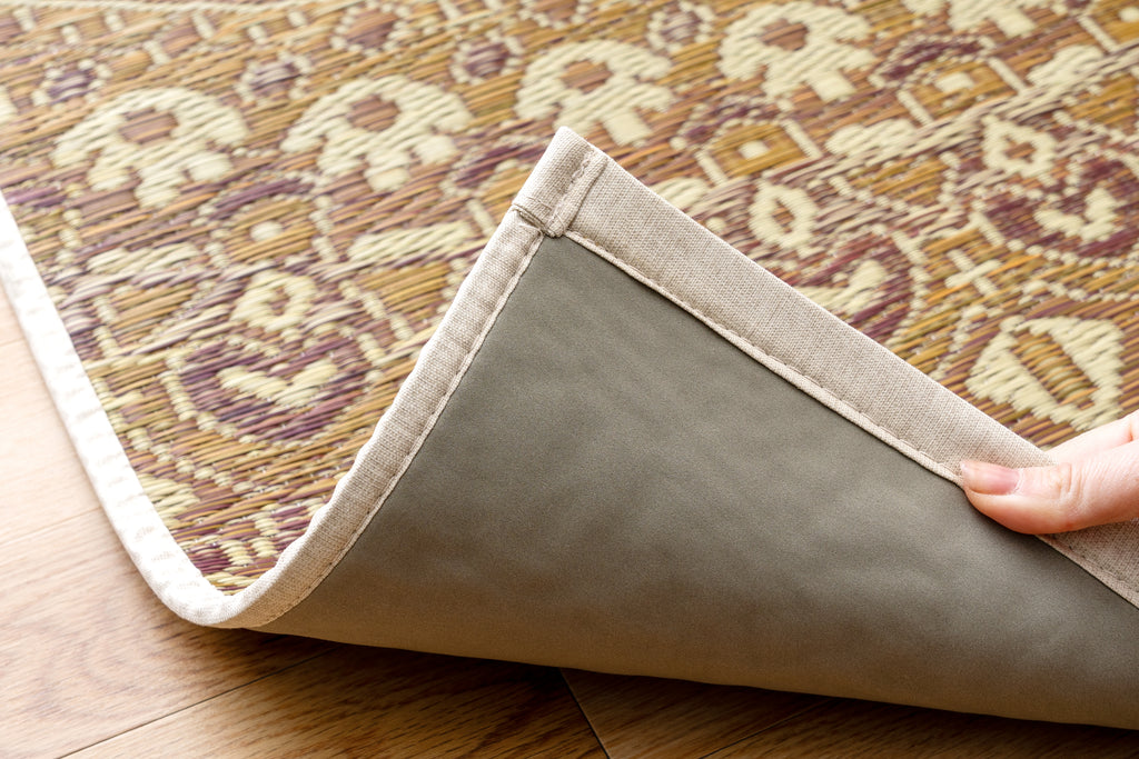 Japanese Natural Igusa Tatami Yoga Mat “Mandala” Nonslip TPE Backing 66 × 185 cm