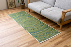 Japanese Natural Igusa Tatami Yoga Mat “Mandala” Nonslip TPE Backing 66 × 185 cm