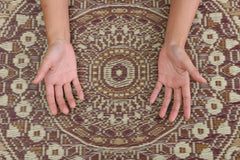 Japanese Natural Igusa Tatami Yoga Mat “Mandala” Nonslip TPE Backing 66 × 185 cm