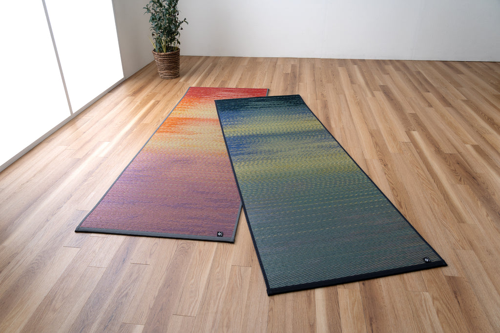 Japanese Natural Igusa Tatami Yoga Mat “Skysea"Nonslip TPE Backing 66×185 cm