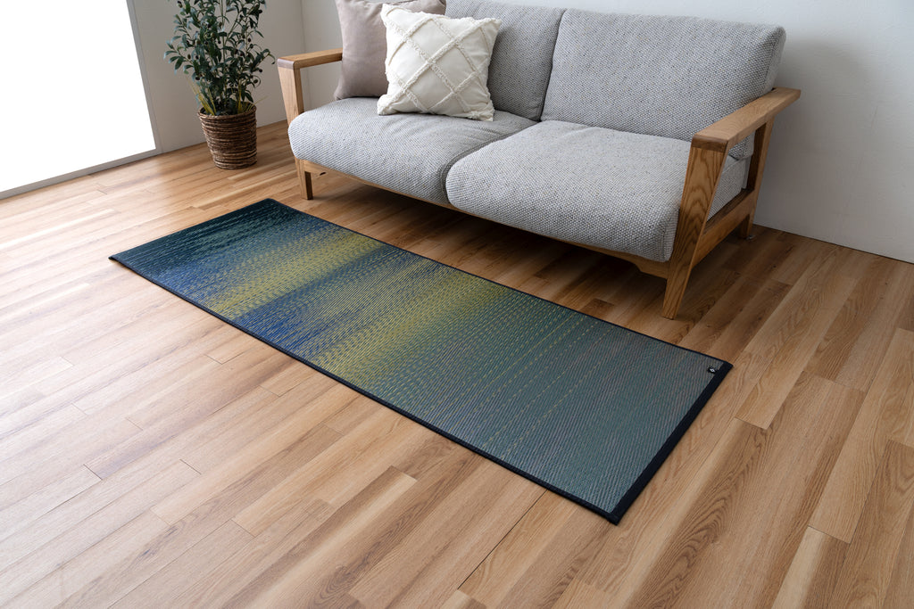 Japanese Natural Igusa Tatami Yoga Mat “Skysea"Nonslip TPE Backing 66×185 cm