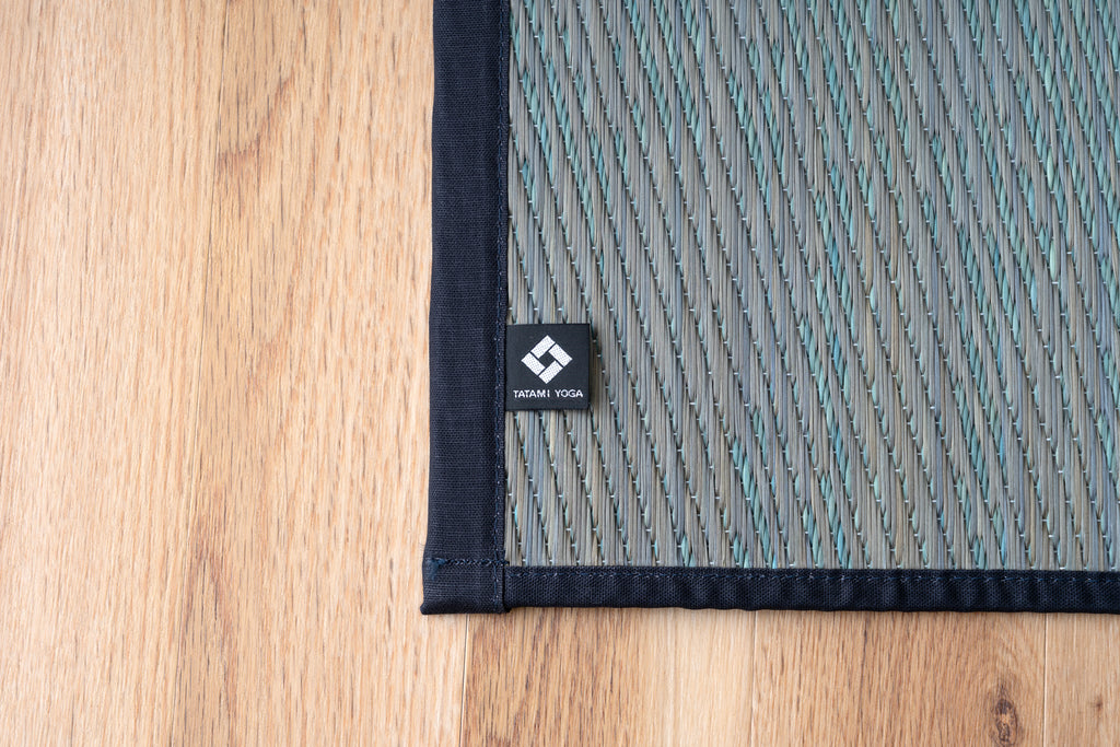 Japanese Natural Igusa Tatami Yoga Mat “Skysea"Nonslip TPE Backing 66×185 cm