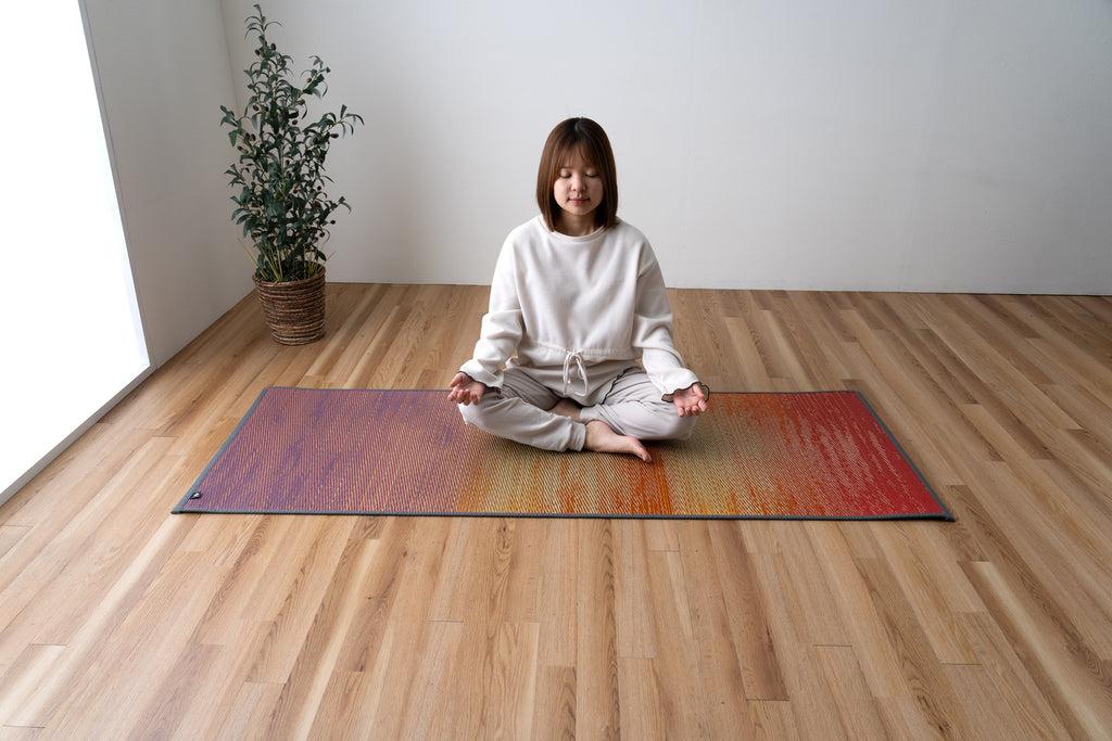 Japanese Natural Igusa Tatami Yoga Mat “Skysea"Nonslip TPE Backing 66×185 cm