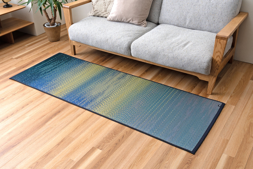 Japanese Natural Igusa Tatami Yoga Mat “Skysea” Nonslip TPE Backing 66 × 185 cm